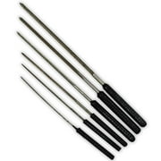 JEWEL TOOL Precision Needle Reamers 6-Piece Set | Sizes 46-72 (English Stubs Gauge) | Plastic-Coated Grip | 5-Sided, Tapered File Blades | Includes Protective Vinyl Sleeve