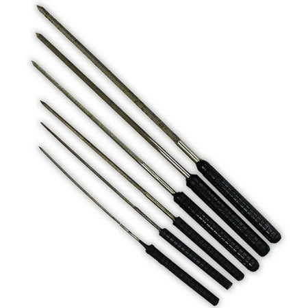 JEWEL TOOL Precision Needle Reamers 6-Piece Set | Sizes 46-72 (English Stubs Gauge) | Plastic-Coated Grip | 5-Sided, Tapered File Blades | Includes Protective Vinyl Sleeve