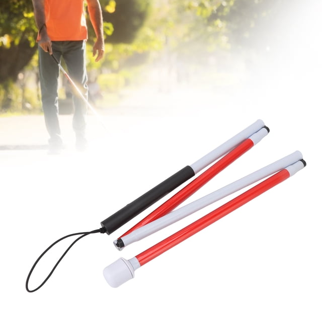 Folding Blind Cane, Safe Stable Foldable Cane Strong Durable Red White For Vision Impaired