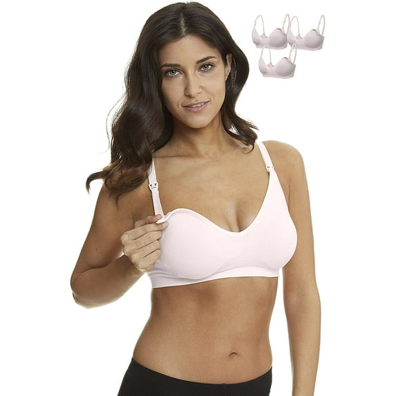 HOFISH Nursing Bras for Breastfeeding Seamless Soft Wirefree Pregnancy Bra 3Pack Pink Large