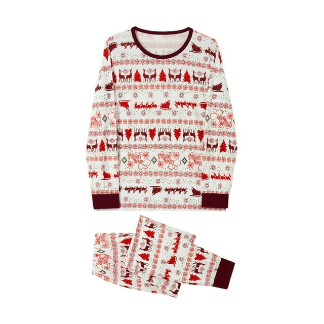 Christmas Family Sleepwear Set Striped Print Long Sleeve Top+Pants Sleepwear Set