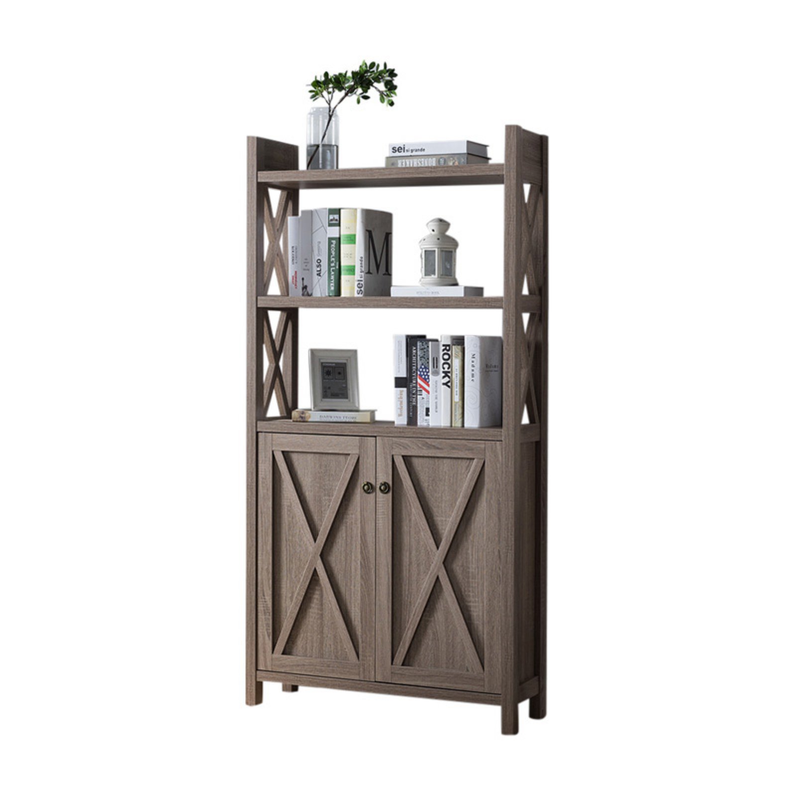 Smart Home Bookcase Display Stand Dark Taupe