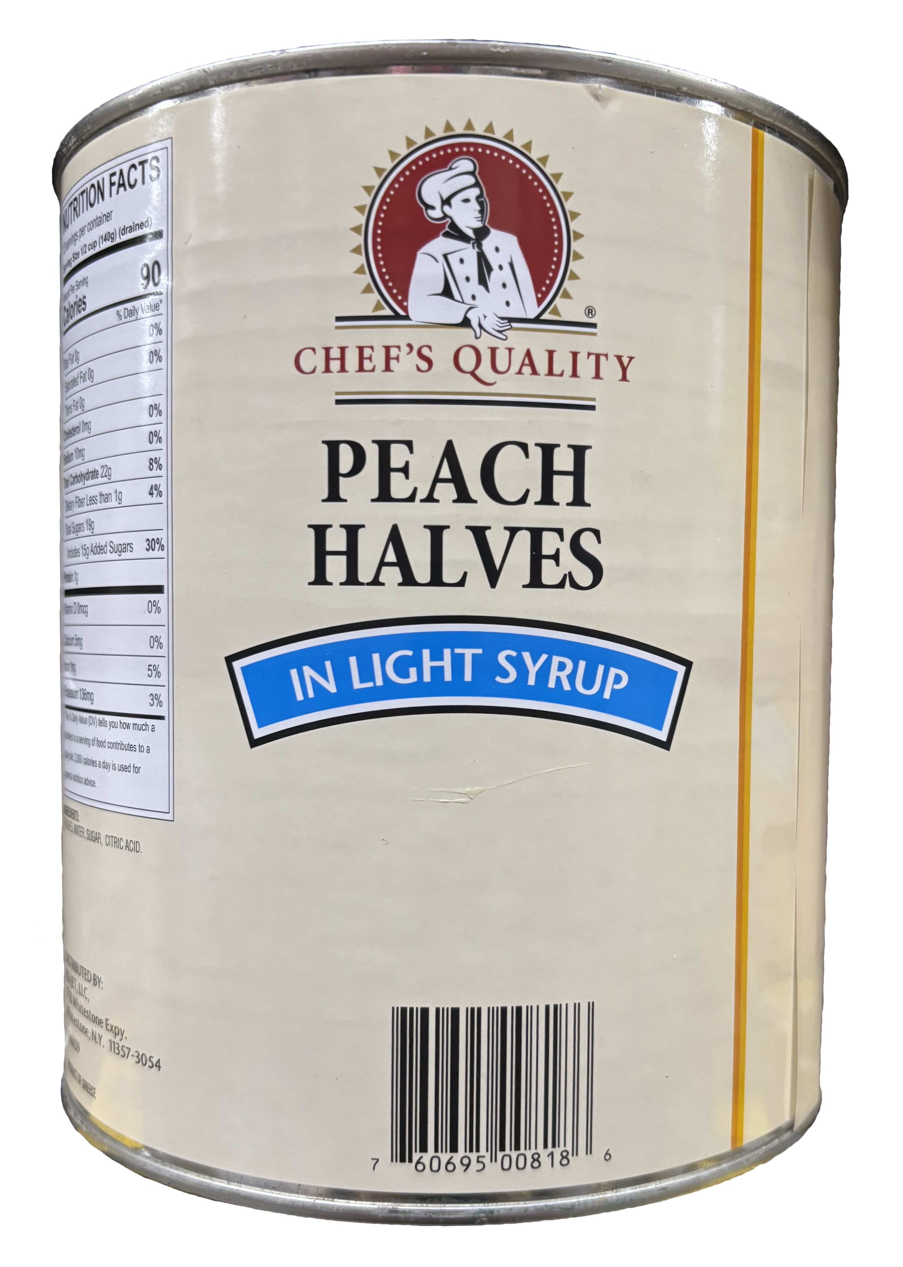 Chef's Quality Peach Halves In Light Syrup | Kosher | 6.63 lb