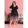thumbnail image 2 of CASSIE LIZ Plus Size V Neck Dress for Women 5X Long Patchwork Dress Casual Black Purple Floral Short Sleeve Sundress Loose Fit Spring Summer Dress with Pocket 5XL 26W 28W, 2 of 6