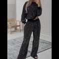 thumbnail image 4 of Conjuntos de Dos Piezas para Mujer: Blusas con Estrellas Brillantes, Camisetas, Pantalones y Conjuntos para Conciertos y Fiestas. Negro M, 4 of 10