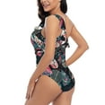 thumbnail image 4 of Picia Colorful Tropical Leaves Pattern Women's One Piece Swimsuits,One Shoulder Swimwear Asymmetric ,Ruffle Monokinis Bathing Suits,High Waisted Flattering Bathing Suits-X-Large, 4 of 8