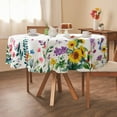 thumbnail image 6 of Round Tablecloth 60x60 inch, Waterproof Wrinkle Resistant Durable Polyester Table Cover Floral Tablecloth for Indoor and Outdoor, Holiday Farmhouse Kitchen Dining and Parties, 6 of 6