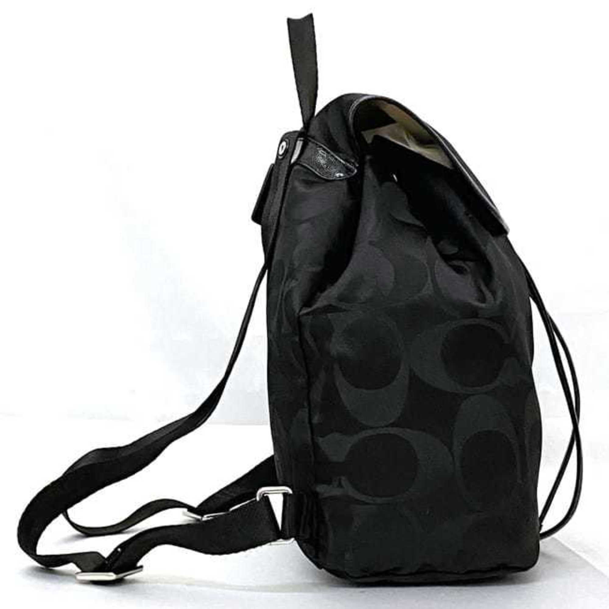 Coach Black Tonal Signature Nylon Backpack Drawstring Flap  display picture 1