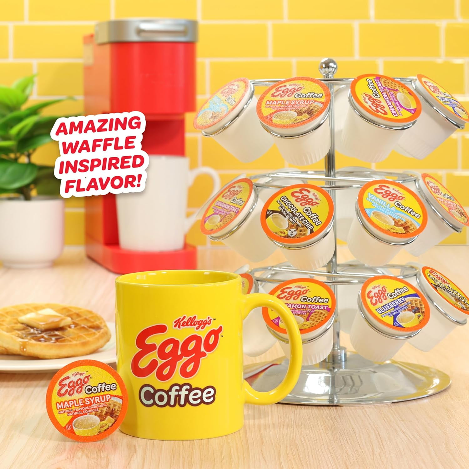 Eggo Beverages Waffle Flavored Coffee Pods, Variety Pack, Fair Trade Certified, Gluten-Free, Naturally Caffeinated, Kosher, 40 Count