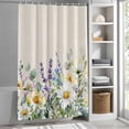 thumbnail image 3 of Spring Flowers Daisy Fabric Shower Curtain Watercolor Floral Leaves Washable Shower Curtains for Bathroom, Waterproof Bath Curtain with Hooks Home Decor 72x72in, 3 of 8