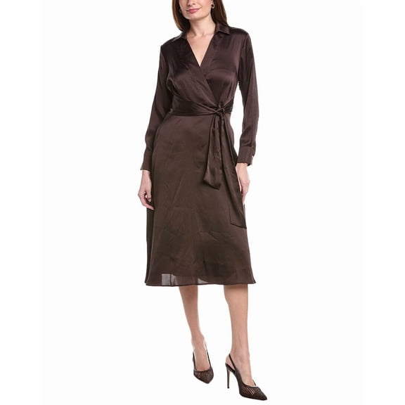 Tahari ASL womens  Midi Dress, 14, Brown