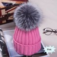 thumbnail image 1 of ITFABS Ladies Knitted Woolen Cap Solid Color Furry Ball Thick Stylish Hat, 1 of 1