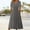Gray, variant on QUNYINEY Short Sleeve Womens Dress Casual Vintage A-Line Dress V Neck Flowy Empire Waist Maxi Dresses