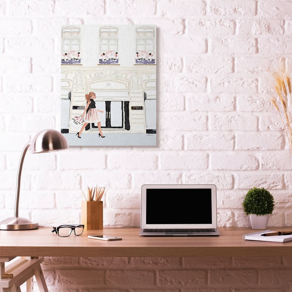 Stupell Industries Fashion Building Woman Shopper Glam Watercolor Design Canvas Wall Art by Amanda Greenwood