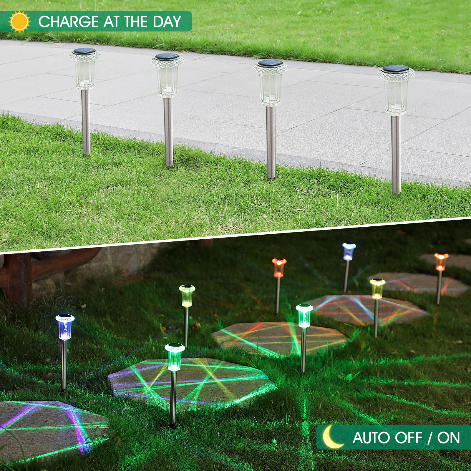 PUCACHI Solar Lights Outdoor Waterproof , 10-Pack Garden Lights, Decorative Lights for Yard Garden Walkway Driveway, Colorful