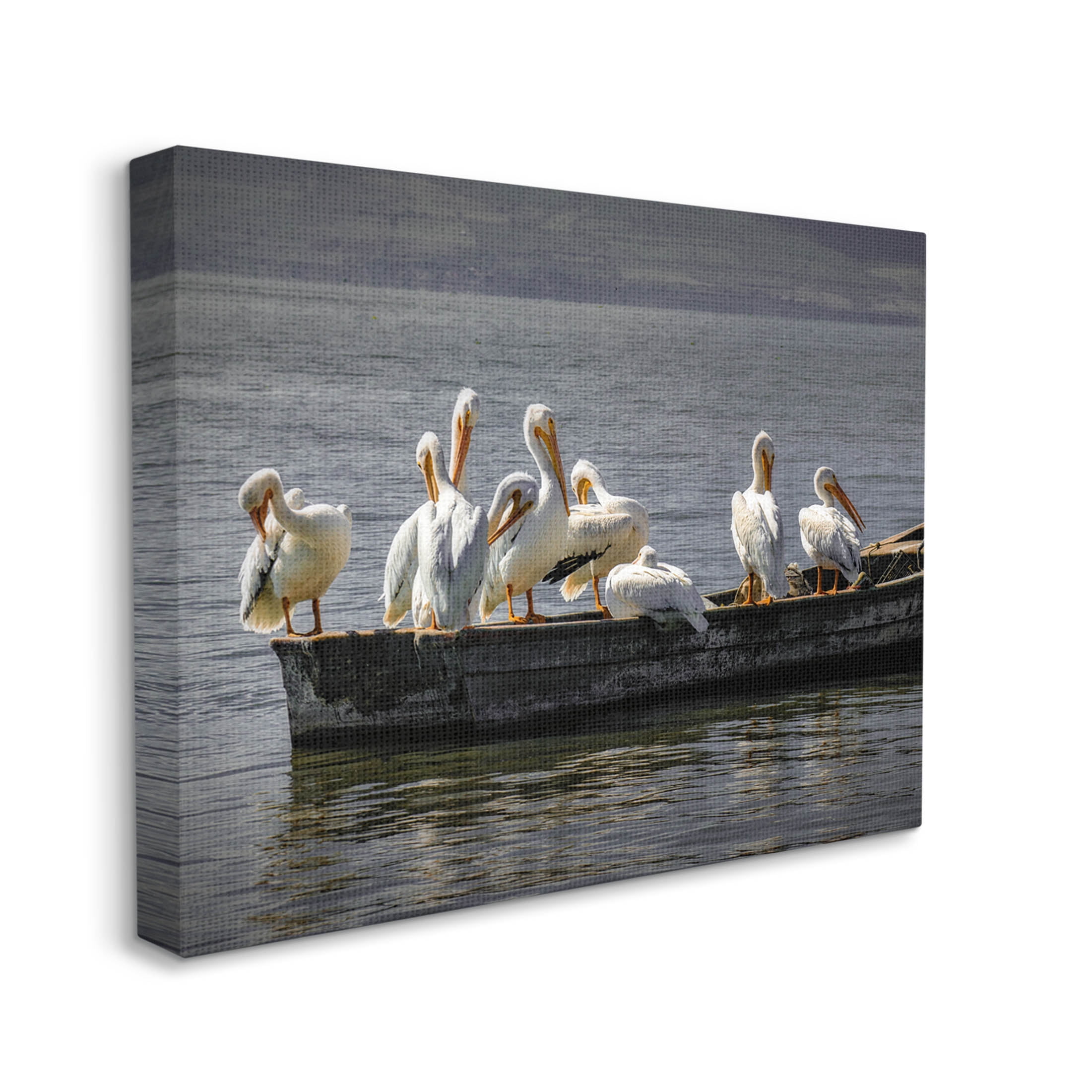 Stupell Industries Pelican Flock On Floating Lake Boat Photograph Gallery Wrapped Canvas Print Wall Art, Design by David Lorenz