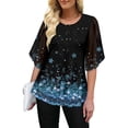 thumbnail image 3 of ONLYSHE Womens Crew Neck Flowy T Shirts Short Sleeve Pleated Ruffle Summer Tunic Tops Loose Fit Henley Blouse, 3 of 6