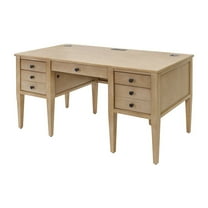 Modern Wood Half Pedestal Desk Wood Fully Assembled Light Brown