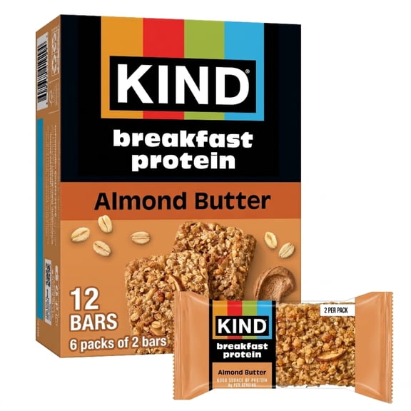 KIND Breakfast Protein Bars, Almond Butter, 1.76 oz, 12 Count
