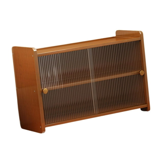 Mueble de oficina multifuncional de bambú vintage con estante, estantería y almacenamiento. 50 x 20 x 34 cm