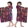 thumbnail image 4 of Colorful Mushroom Fantasy Black Pattern Hooded Bath Towel，50"x30" for Ages 3 To 12 Kids, Quick Dry Lightweight Soft Microfiber Hood Beach Towel Cover Up for Kids, 4 of 7