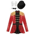 thumbnail image 3 of Linjinx Women's 4Pcs Sequin Bodysuits Tassel Shoulder Boards Skirted Red 4XL, 3 of 7