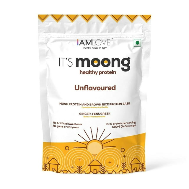 I AM LOVE Plant Protein Powder It’s Moong For Women And Men, Healthy Vegan Protein Powder With Moong And Brown Rice Isolate, Unflavoured (500 g)