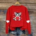 thumbnail image 4 of Qulqfy Womens Valentines Day Tops Long Sleeve Cat Print Dating Sweatshirts Crew Neck Gray Workout Cute Shirts for Women L, 4 of 5