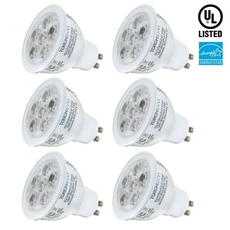 TORCHSTAR 6 Pack MR16 GU10 7.5W LED Light Bulbs, Dimmable Light Bulbs, LED Bulbs, LED Track Lighting Bulb, Recessed Light Bulb, 2700K Soft (Best Led Light Bulbs For Recessed Lighting)
