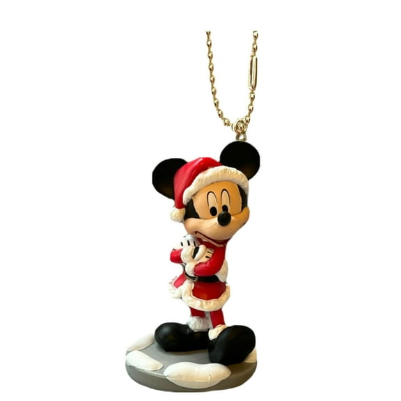 Mickey Santa Candy Cane Keychain Dangler Holiday Attire Figure Figurine Charm 3”