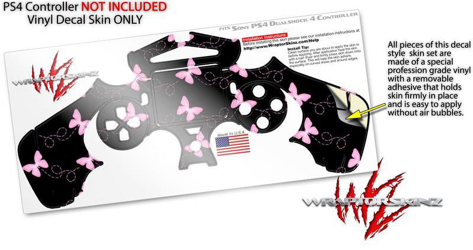 Skin Wrap for Sony PS4 Dualshock Controller Pastel Butterflies Pink on Black (CONTROLLER NOT INCLUDED) - image 3 of 3