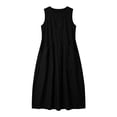 thumbnail image 4 of Bysome Women Dresses Solid Color Sleeveless Crew Neck With Pocket Dress Summer Breathable Women Dress Size S Black, 4 of 4