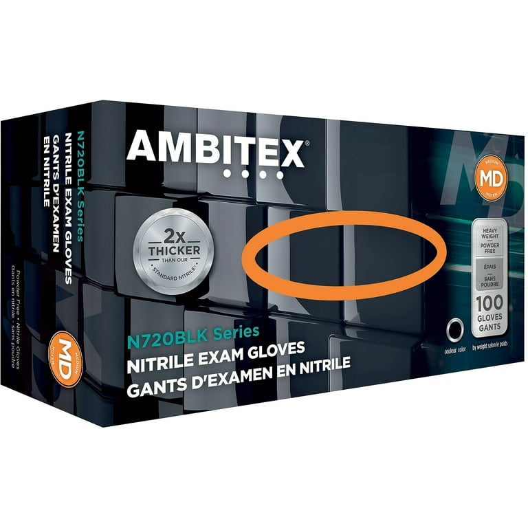 Nitrile Exam Gloves, Powder-Free, 3 mil, Large, Black, 100/Box, 10 Boxes/Carton Nitrile Exam Gloves, Powder-Free, 3 mil, Large, Black, 100/Box, 10 Boxes/Carton