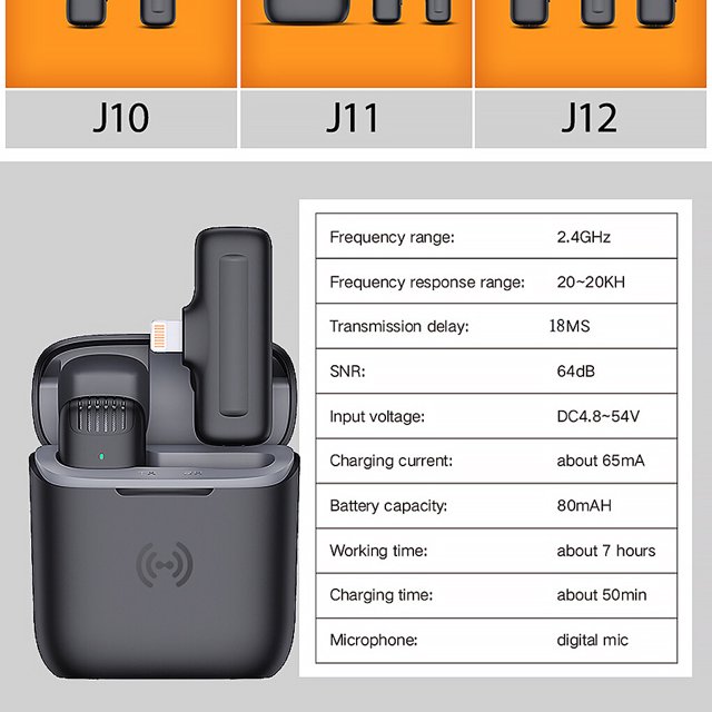 Wireless Microphone Portable Outdoor Rechargeable Clip Mic Noise Reduction Live Streaming Interview Audio Receiver Sound Card J11 Intended for iOS