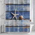 thumbnail image 2 of Summer Bathroom Shower Curtain, Beach Starfish Shell Blue Gradient Wood Grain Modern Waterproof Washable Soft Bath Curtain for Bathtub Decor with 12 Hooks&Grommet, 72x72 Inch, 2 of 9