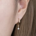 thumbnail image 2 of Anygolds 14K real solid Gold Dainty Pearl Huggie Drop Clicker Earring, 2 of 6