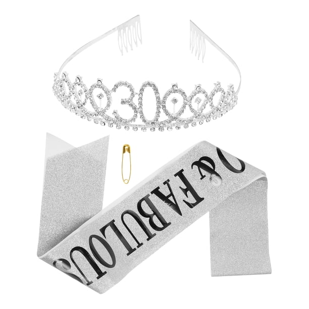 Tiara de cumpleaños con sash Exquisite Crown DeeDeband suministros de fiesta de cumpleaños