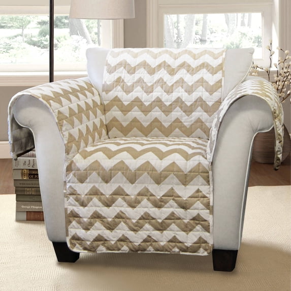 Lush Decor Chevron Furniture Protectors, Taupe Arm Chair