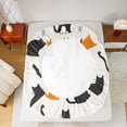 thumbnail image 5 of Manfei Funny Kitten Bed Sheets,Cute Cartoon Cat King Sheets,White Black Orange Sheet Set For Girls,Microfiber Bedroom Decor,4-Piece, 5 of 7