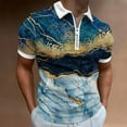 thumbnail image 2 of KIHOUT Summer Mens Shirts, Men Casual Printed Short Sleeve Turn Down Collar Zipper T-Shirt Blouse Tops Navy L, 2 of 5