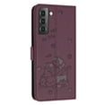 thumbnail image 3 of Flip Case for Samsung Galaxy S22 Plus PU Leather Wallet Case with RFID Blocking Card Slot & Cash Pocket Magnetic Clasp Stand Function Cover Cat Patterned with Wrist Strap Phone Case,Maroon, 3 of 10
