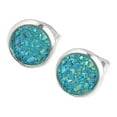 thumbnail image 3 of Round Earrings Eye-catching Eardrops Fine Shiny and Eye-catching Electroplating Rhinestone Inlay Ear Studs Gorgeous Gift for Birthday Party Wedding Cyan, 3 of 6