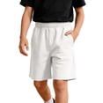 thumbnail image 3 of Liyamei Boys Solid Color Athletic Shorts with Elastic Waist for Summer Play Size 5-14,White, 3 of 7