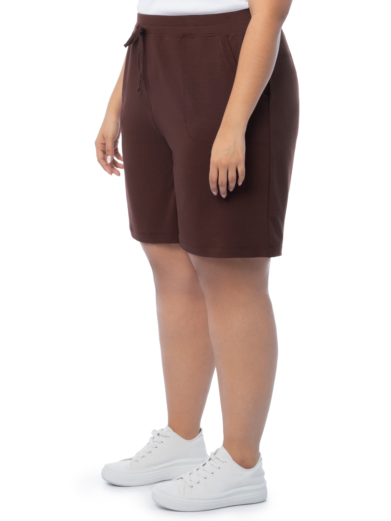 Athletic Works Women's Plus Size 9" French Terry Drawstring Lounge Shorts, Size 1X-5X