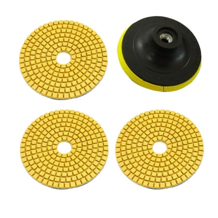 

Nishuna 3Pcs 4 Inches 50 Grits Wet/Dry Diamond Polishing Pads with Backer Pad with Stick Pad for Granite Stone Marble (Random Color)