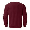 thumbnail image 5 of Men's Solid Color Fleece Crewneck Pullover, Fuzzy Plush Long Sleeve Casual Sweatshirt for Winter Warmth, Lounge,Wine,4XL, 5 of 6