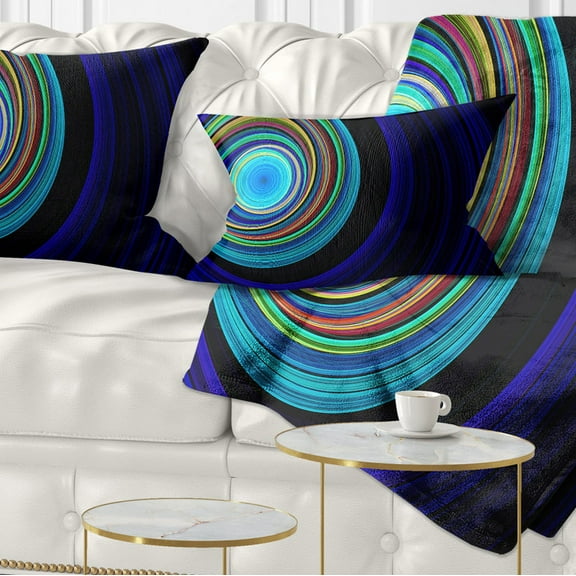 Designart Endless Tunnel Blue Ripples - Abstract Throw Pillow - 12x20