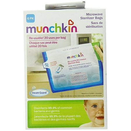 Munchkin Steam Guard Microwave Sterilizer Bags, 6 Pack, White