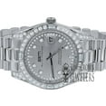 thumbnail image 5 of Full Stainless Steel 18K White Gold Tone Simulated Diamond Mens Watch 40mm W/Date, 5 of 8