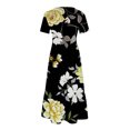 thumbnail image 3 of Amzcrzy Women's Summer Dresses 2024 Fashion Casual Bohemian Floral Beach Dresses Short Sleeve Crewneck Sundress Flowy Maxi Beach Dress Long Beach Midi Dress with Pockets S-2XL, 3 of 4